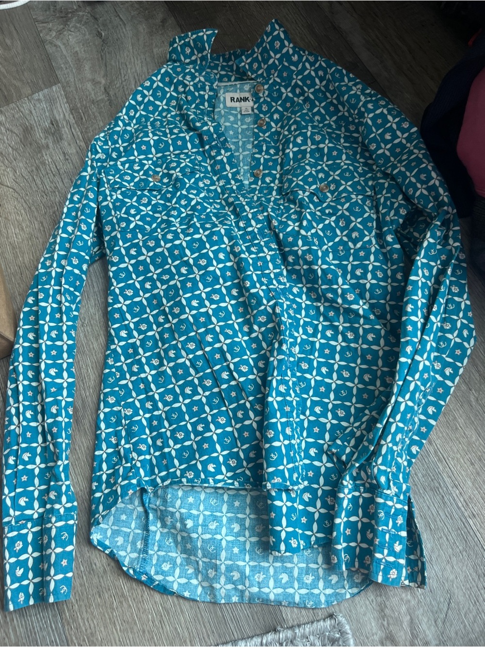 RANKE Teal Geometric Button-Down Shirt